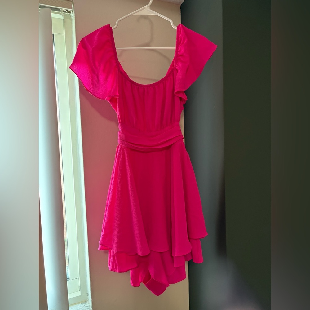 Vibrant Pink Ruffle Romper
